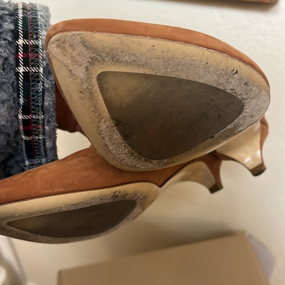 Jenni Kayne Walnut Color Oiled Leather Kitten Heeled Mules - Picture 10 of 16